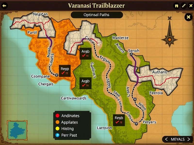 Varanasi Trailblazer strategy guide showing optimal paths